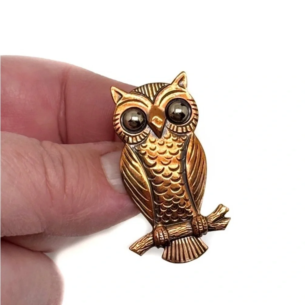 Vintage Copper Owl Brooch by Bell Trading - Picture 3 of 10